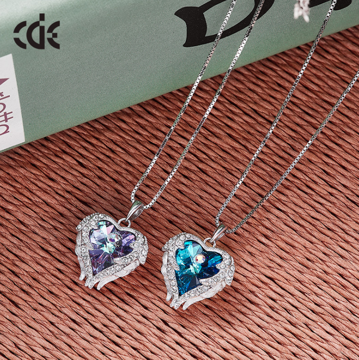 Swarovski Crystal Heart Angel Necklace in S925 Silver