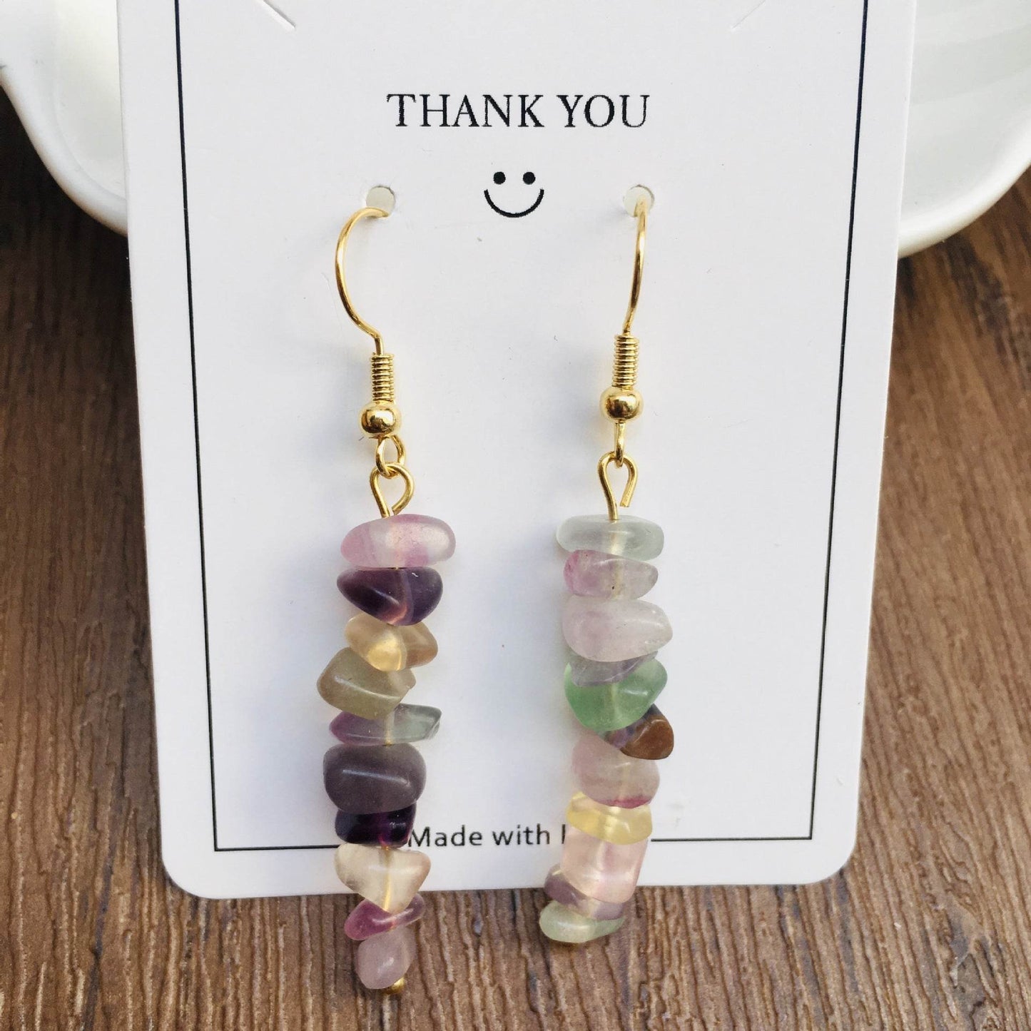 Handmade DIY Natural Crystal Stone Beaded Earrings - Velora