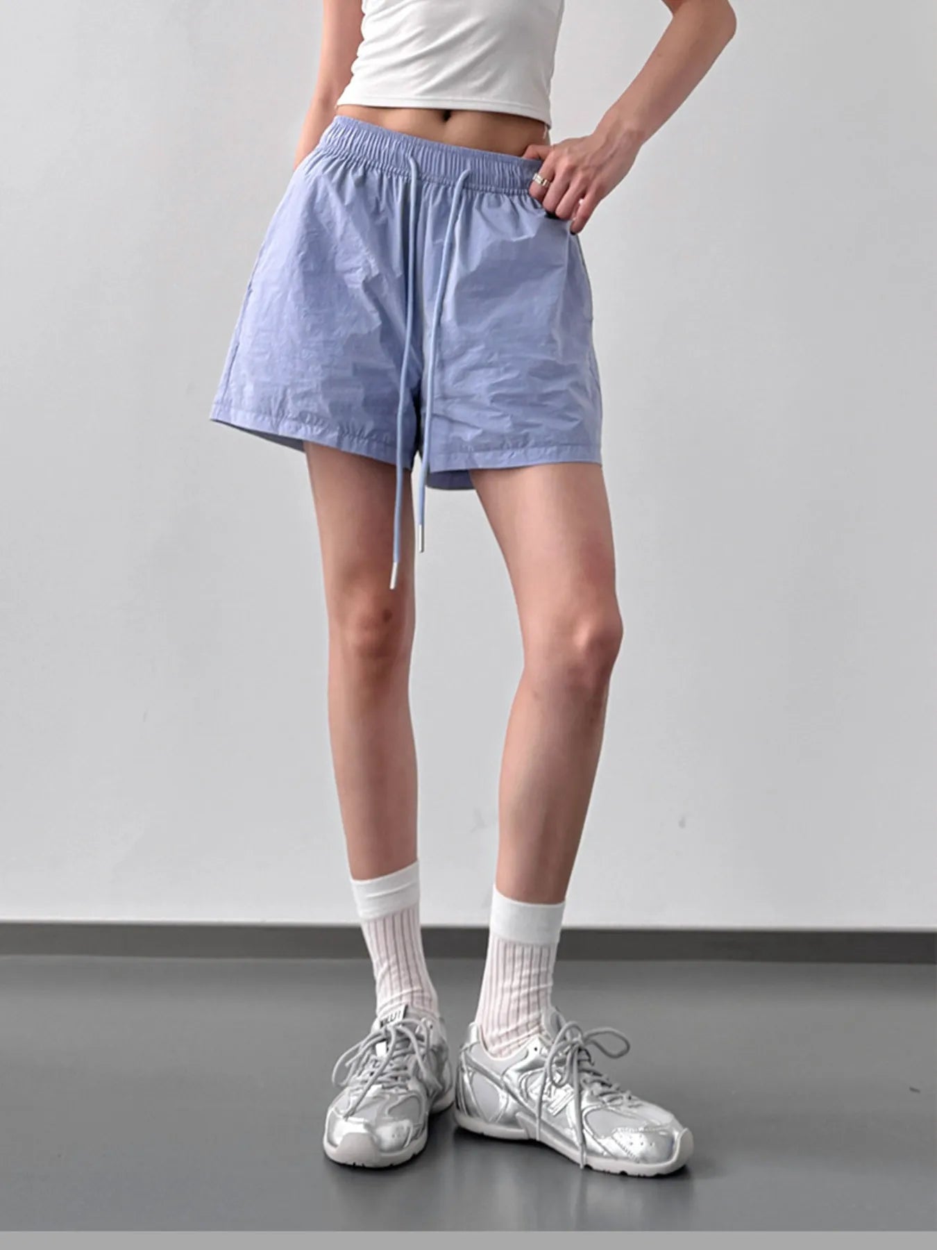 High Waisted Drawstring Shorts - Velora
