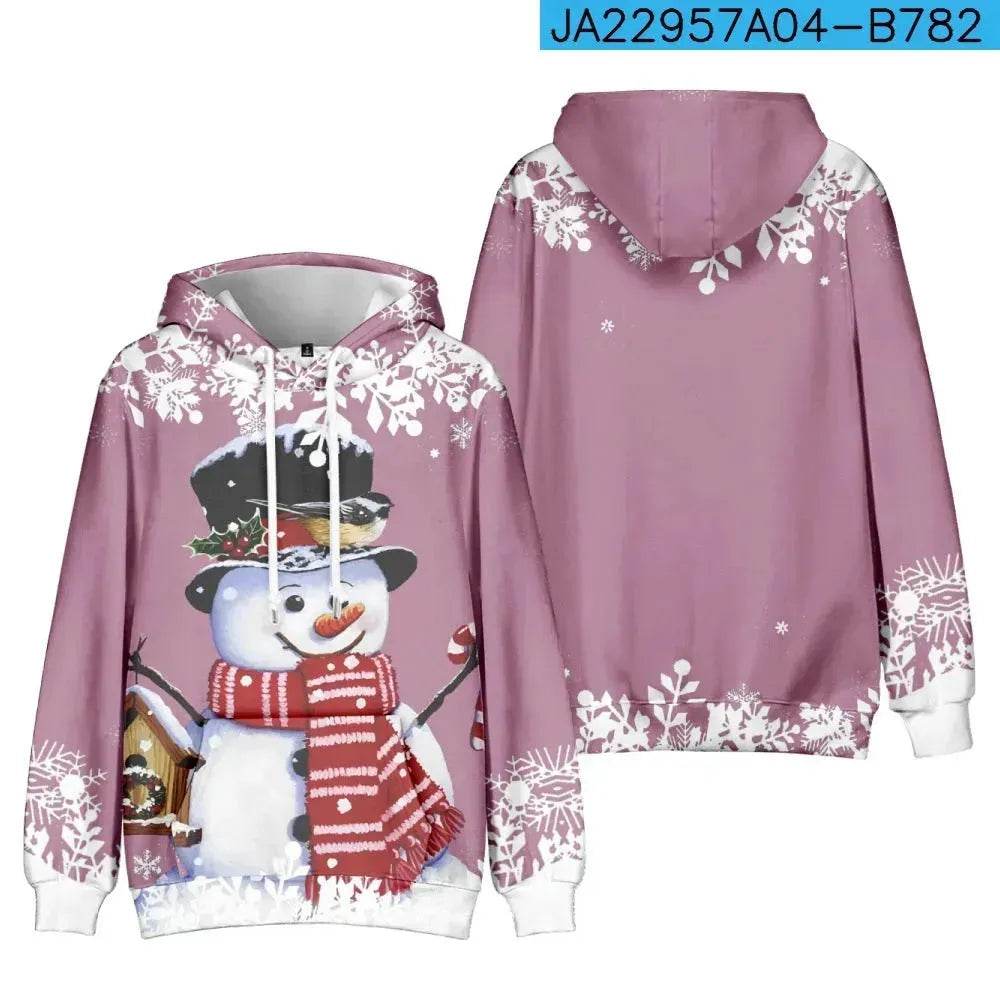 Christmas Snowman Personalized Printed Hoodie Sweatshirts - Velora