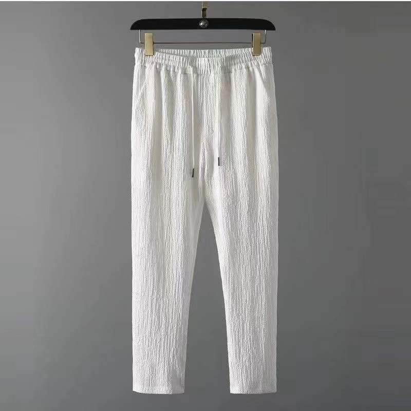 Leisure Suit Summer Loose Short Sleeve Top And Drawstring Trousers Fashion Mens Clothing - Velora