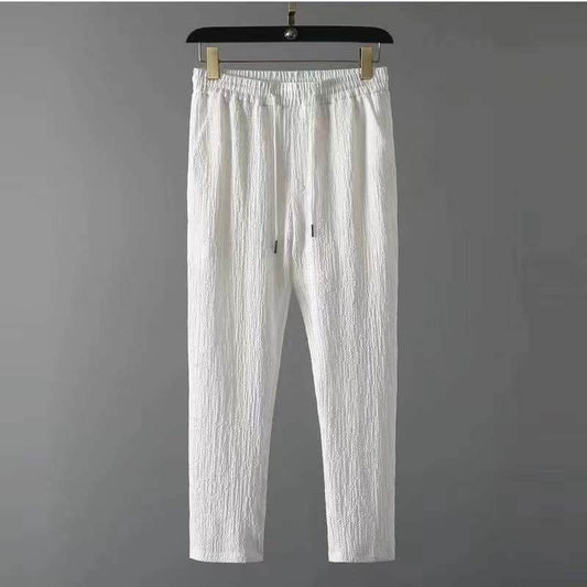 Leisure Suit Summer Loose Short Sleeve Top And Drawstring Trousers Fashion Mens Clothing - Velora