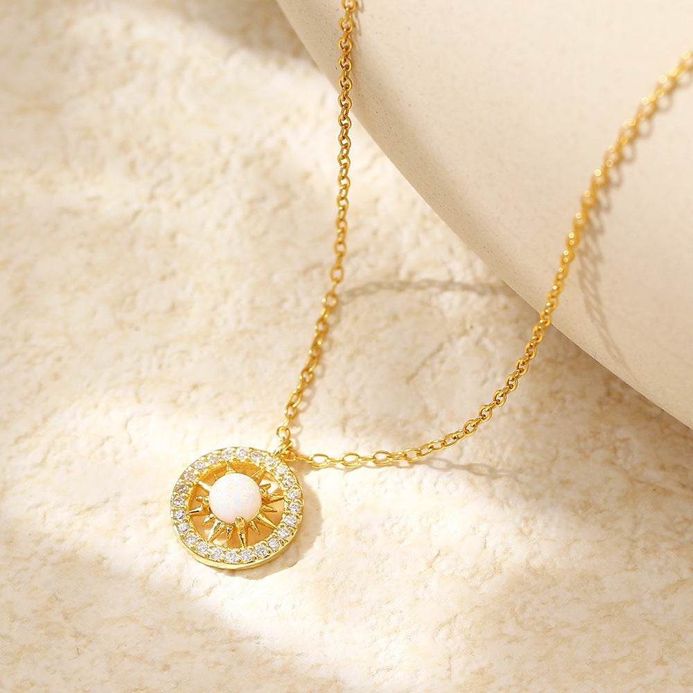 Fashion Jewelry Niche Moon And Sun Necklace Silver Opal Celtic Moon Necklace Sun Necklace Asterism Diamond - Velora