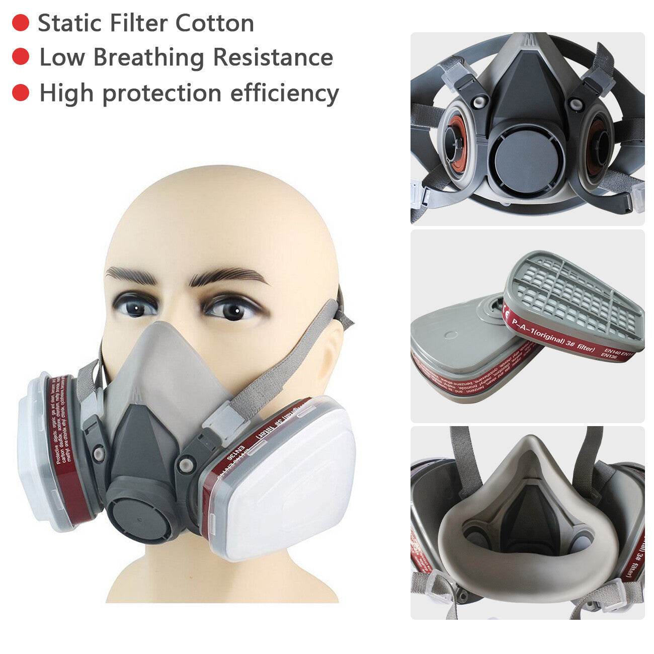 7in1 Half Face Gas Mask Facepiece Spray Painting Respirator Reusable Safety protective mask - Velora