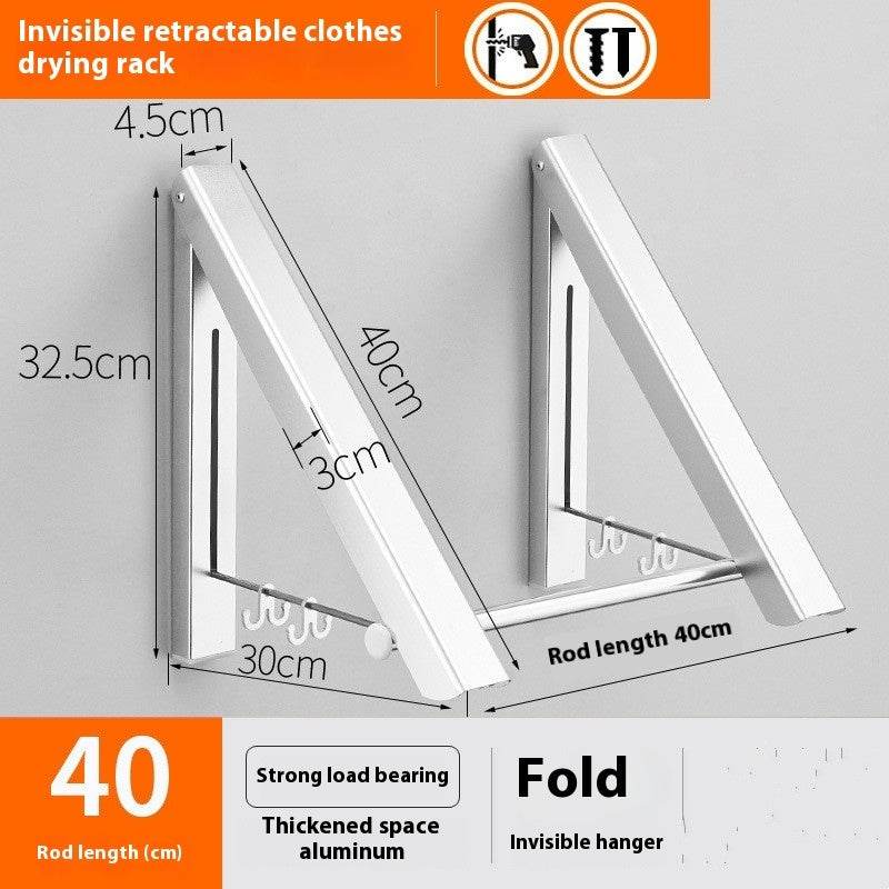 Punch-free Space Aluminum Foldable Invisible Folding Retractable Wall Hanger for Waterproof Hanging Underwear Coat Hanger - Velora