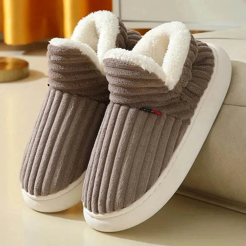 Men Winter New Women Cotton Slippers Outdoor Fashion Couple Slippers Warm Indoor Bedroom Cotton Plush Shoes Fleece Fluffy - Velora