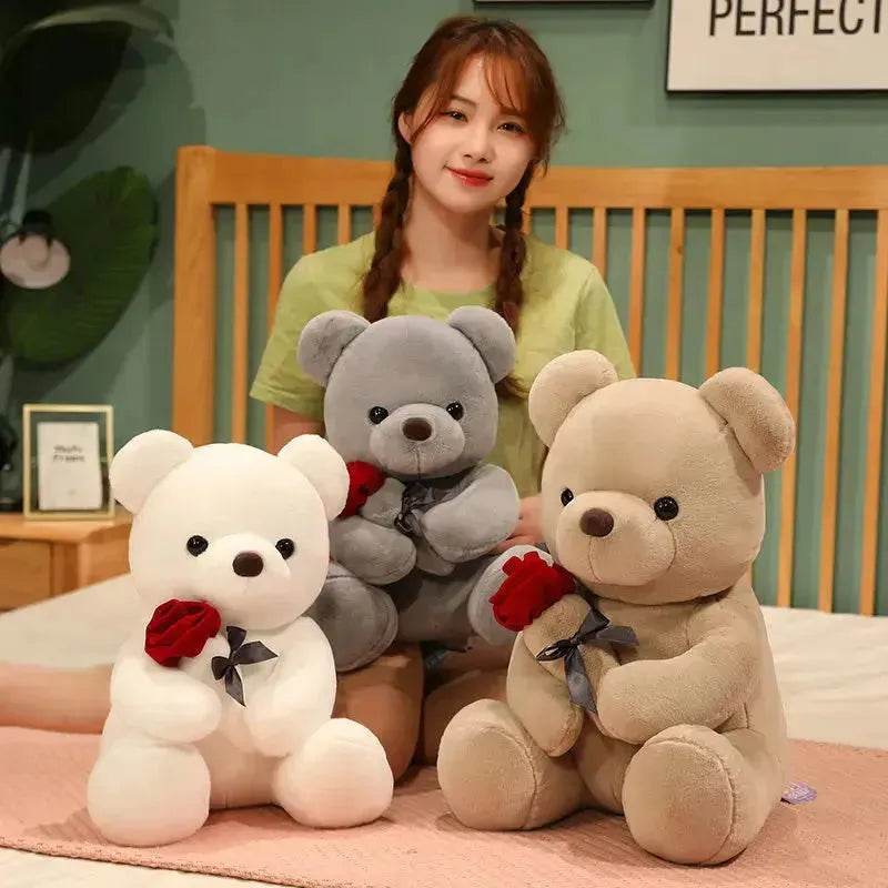 New Lovely Hug Roses Teddy Bear Stuffed Soft Animal Dolls Nice Birthday Gift Girlfriend Valentine's Day - Velora