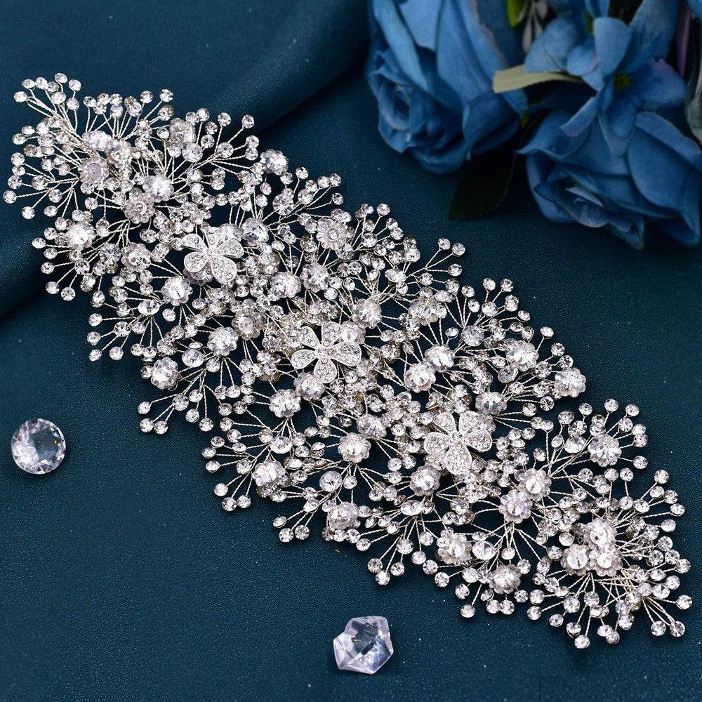 Luxury and Elegant Bridal Flower Rhinestone Headband Fashion Accessories set - Velora