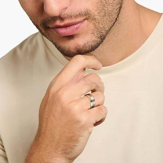 Men's Yellow Gold 8mm Simple Design Polished Twill Tungsten Ring - Velora