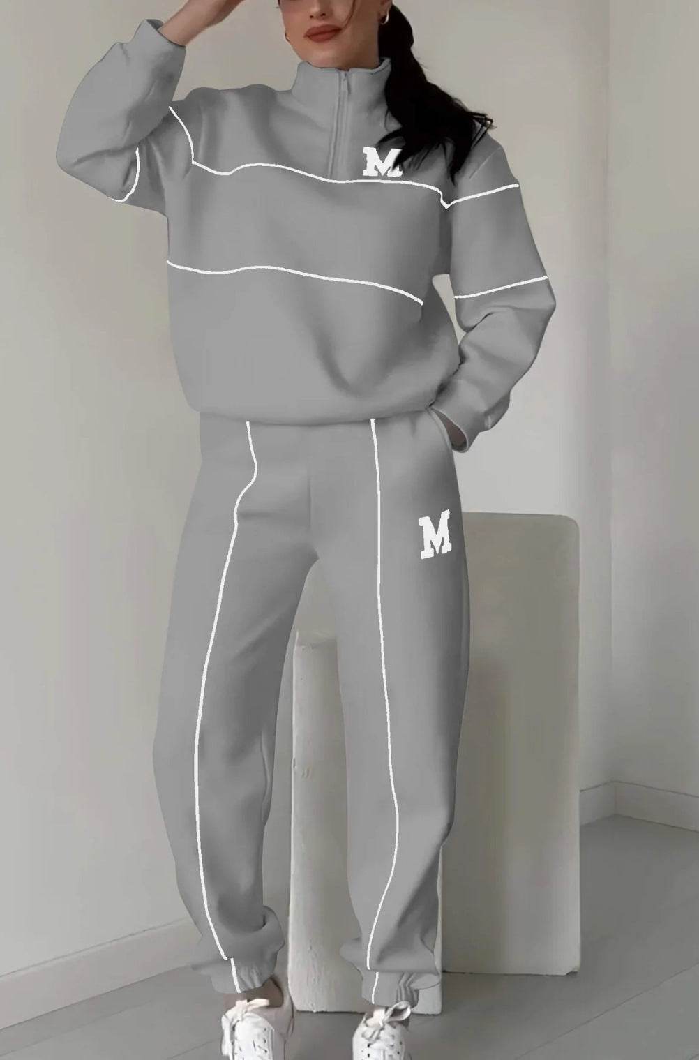 Womens 2 Piece Outfits Lounge Hoodless Pullover Sweatshirt Sweatsuit Sets Sweatshirt Baggy Fashion Sweatpants With Pockets - Velora
