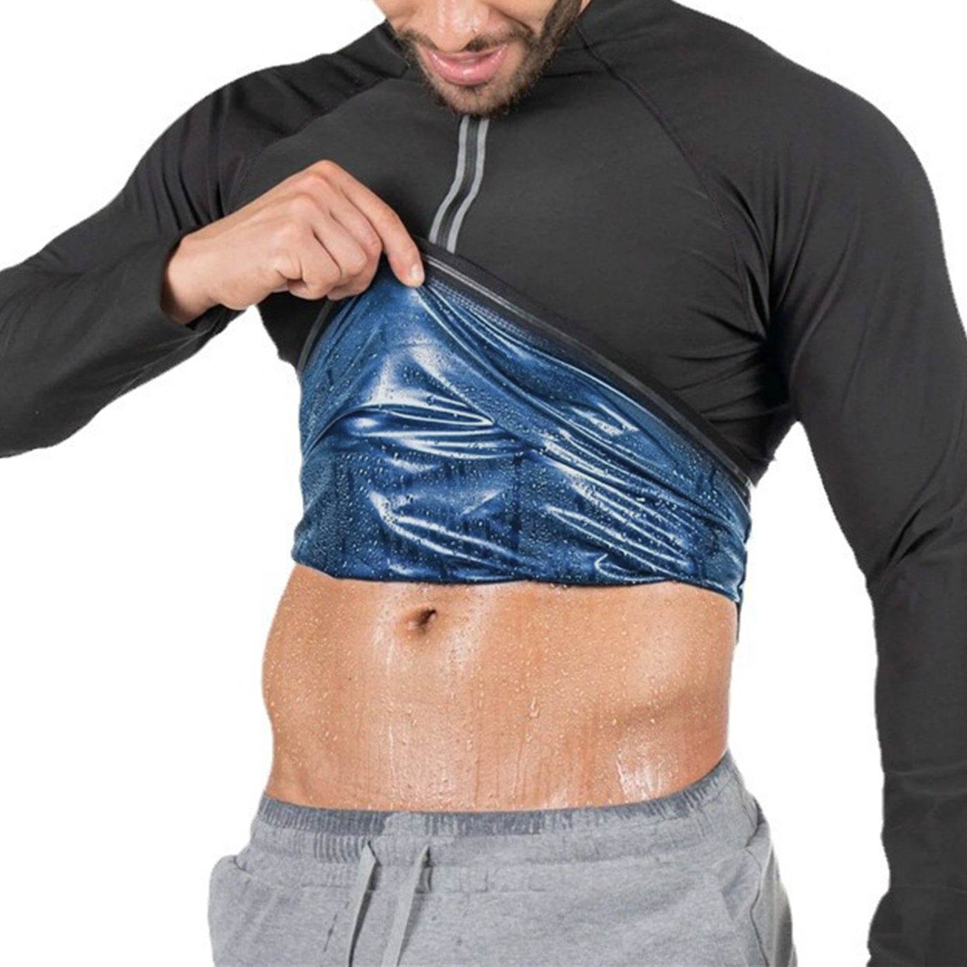 Men's Zip Compression sweat Sauna Vest Long Sleeve Sleeve - Velora