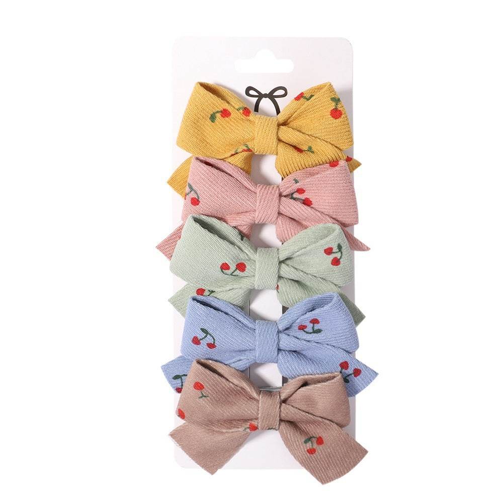 Fabric Plaid Bow Barrettes Floral Plaid A Pair Of Hairclips - Velora