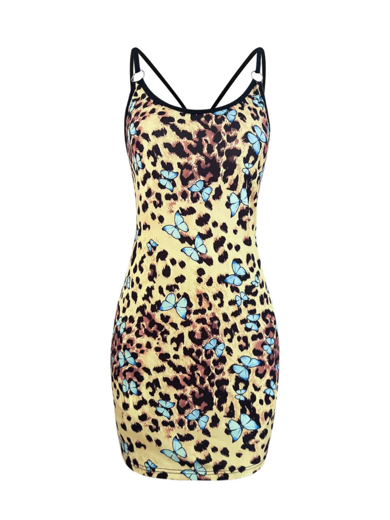 Leopard Print Butterfly Mini Cami Dress - Velora