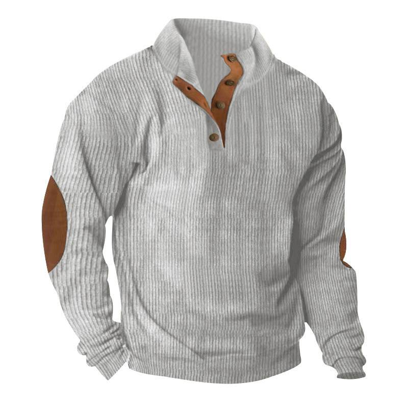 Corduroy Casual Stand Collar Long-sleeved Sweater men - Velora