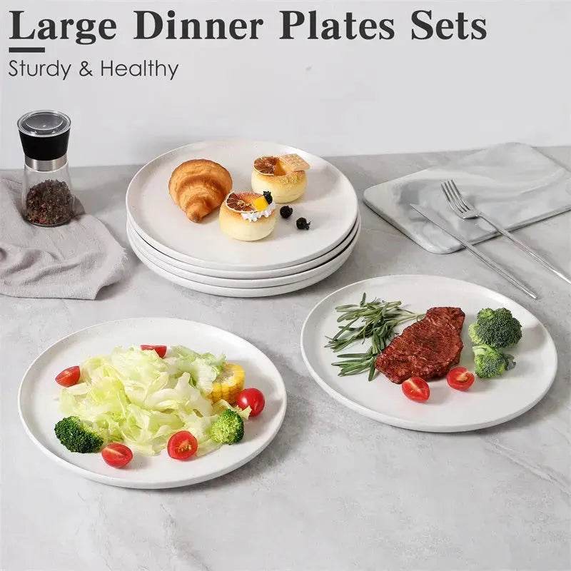6PCS Flat Ceramic Steak Plate Salad Plates - Velora
