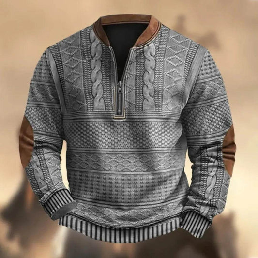 Printed Men's 3D Half Placket Zipper Sweatshirt Pullover - Velora