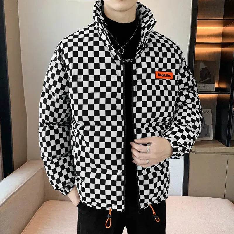 New Fall Winter Checkered Cotton padded Down Puffer Jacket men - Velora