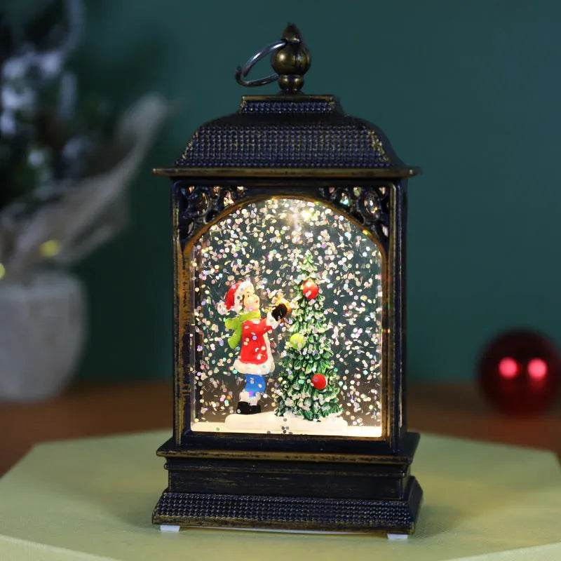 Christmas Decoration Luminous Water Injection Flat Storm Lantern Desktop Decoration - Velora