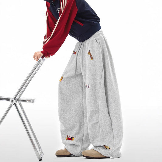 Dachshund Embroidered Sweatpants – Men's Loose Casual Joggers