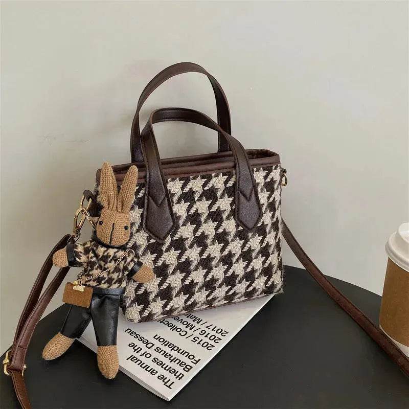 Fashion Houndstooth Shoulder Bags Portable Checkerboard Handbags All-match Messenger Crossbody Bag Women - Velora