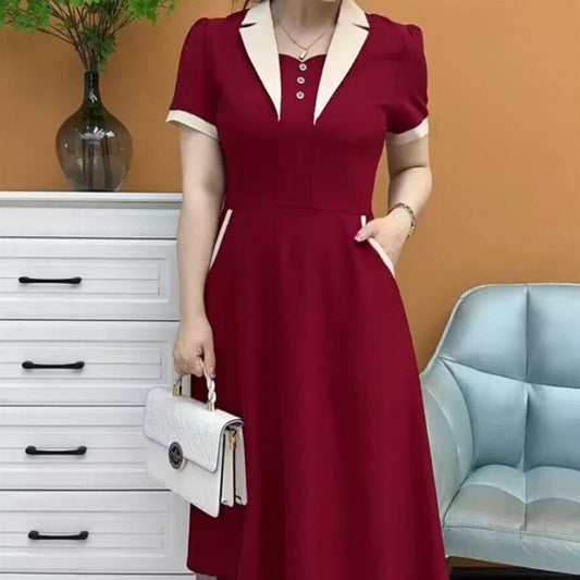 Plus Size Short Sleeve Mid-length Dress - Velora