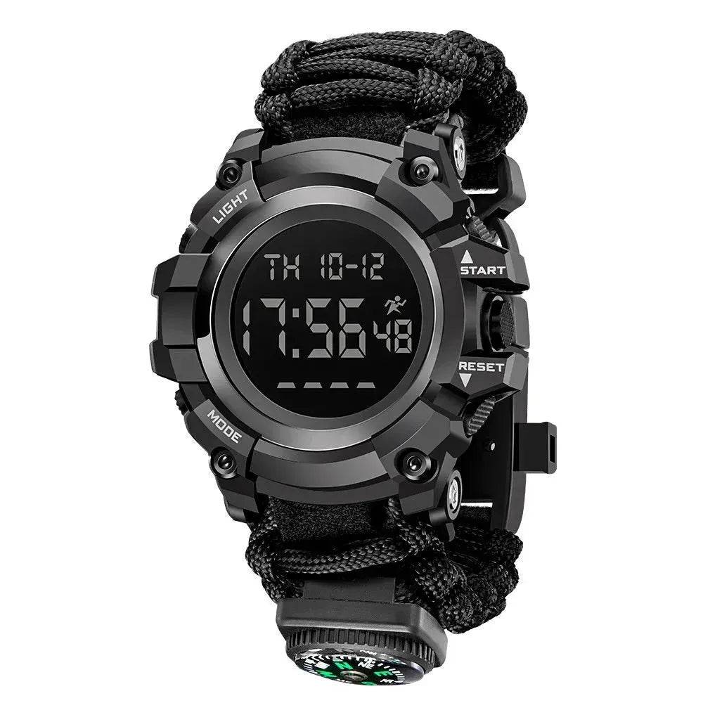 Double Display Electronic Watch Whistle Ignition Compass Thermometer Watch Men - Velora