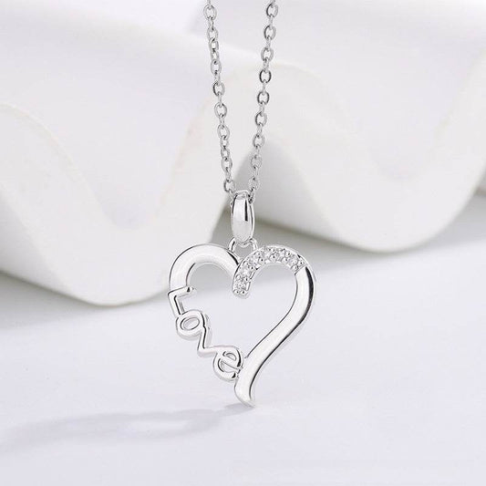 Creative Heart Design LOVE Titanium Steel Necklace LOVE Pendant For Women Wedding Anniversary Party Statement Neck Accessories Jewelry Gift - Velora