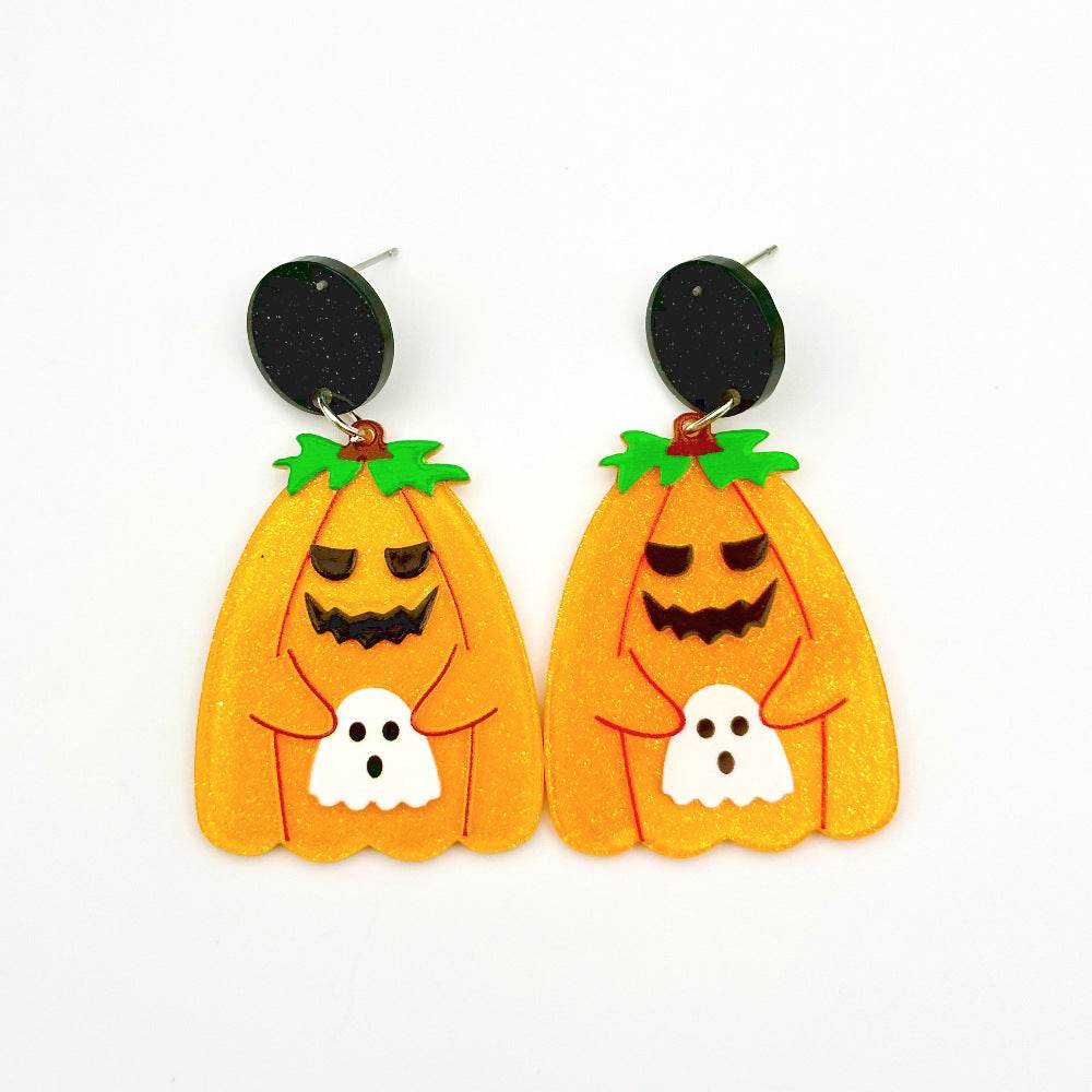 Halloween Day Ornament Colorful Ghost Eyes Funny Acrylic Earrings For Women - Velora