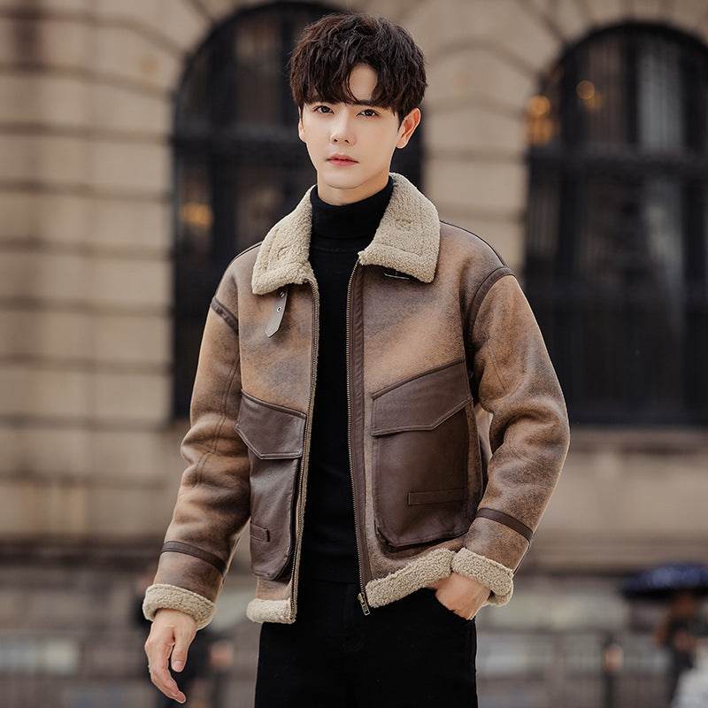 Leather And Fur Casual Coat For Men - Velora