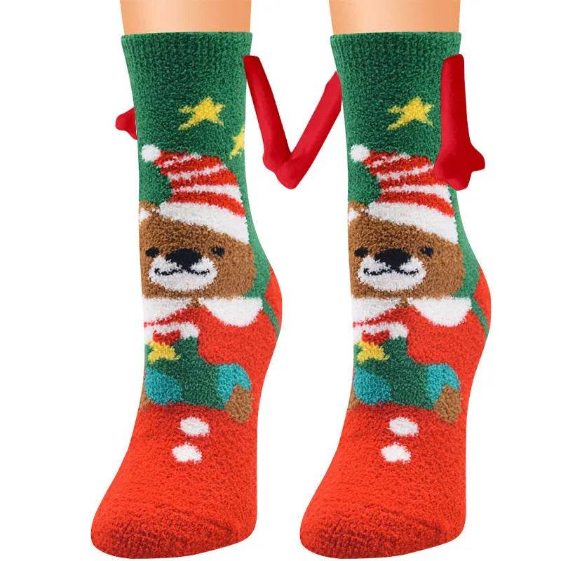 Soft Carton Christmas-themed Fleece Winter Home socks for Women