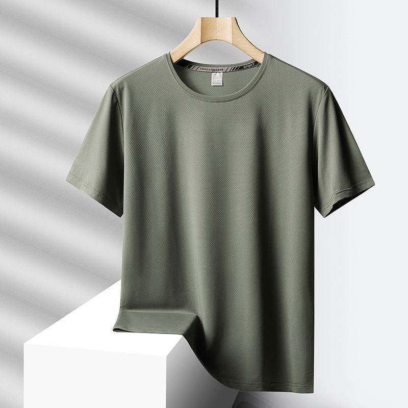 Men's Ice Silk Casual Sports Round Neck Oversized T-shirt - Velora