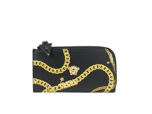 Versace Medusa Black Leather Chain Wallet