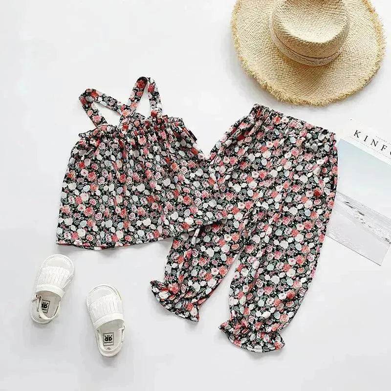Chiffon vest trousers children's clothing summer new Baby Girl Cloth set - Velora