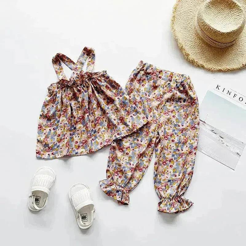 Chiffon vest trousers children's clothing summer new Baby Girl Cloth set - Velora