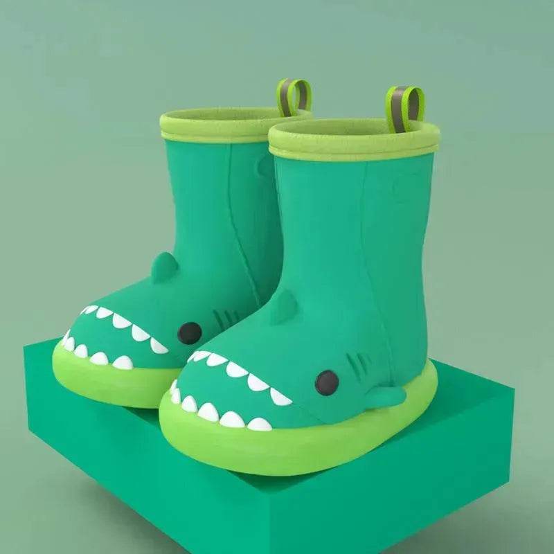 Children Boys Girls Cute Cartoon Waterproof Shoes Safety Rubber Shark Slippers Kids Rain Boots - Velora