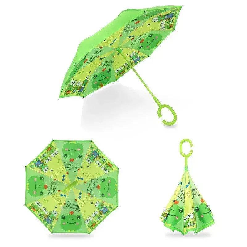 Children's Colorful Handle Reverse Umbrella Set Baby Cartoon Umbrella - Velora