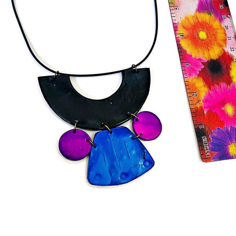 Chunky Art Deco Jewelry Set in Black, Blue Purple - Velora Luxury Fashion