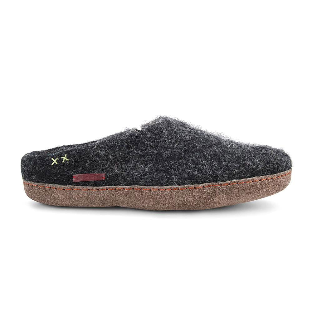 Classic Slipper - Black with Leather - Velora Luxury Fashion