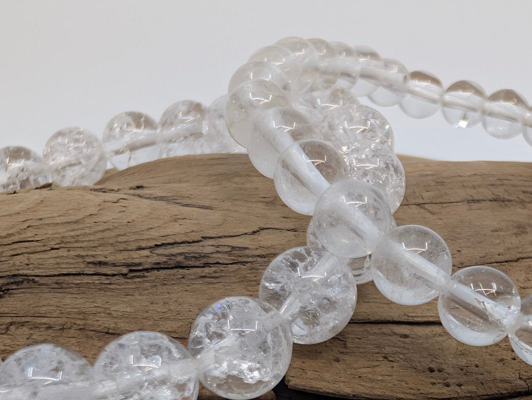 Clear Crackle Quartz Bracelet — 6mm & 8mm Beads