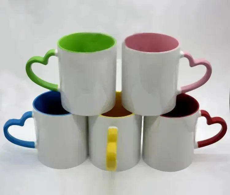 Coated Mug Heart Shaped Handle Inner Color Cup Ceramic Cup Customized - Velora