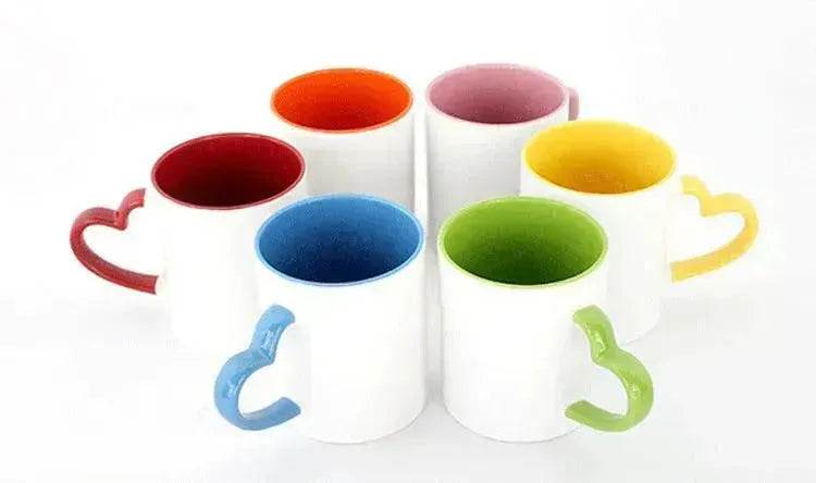 Coated Mug Heart Shaped Handle Inner Color Cup Ceramic Cup Customized - Velora