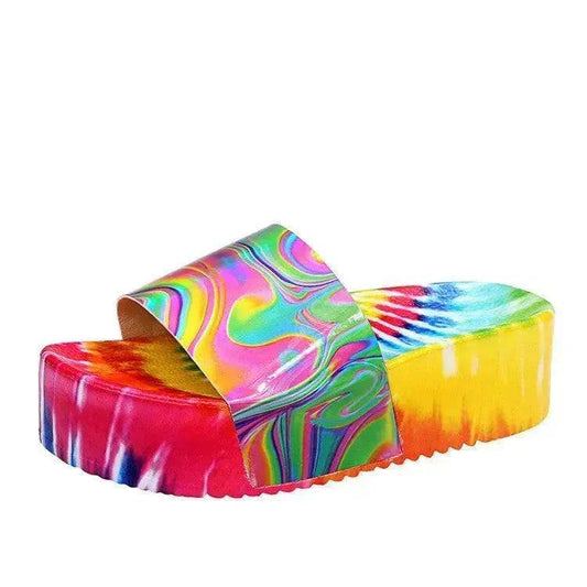 Color Printing Plus Size Slippers Women Platform Sandals And Slippers Beach Shoes Women - Velora
