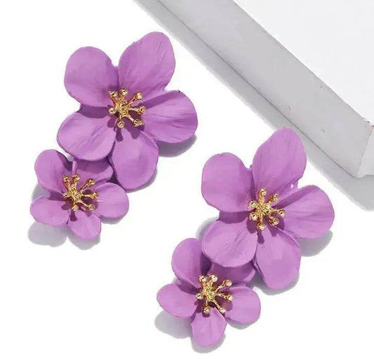 Colorful Double flower Stud earrings for Women - Velora