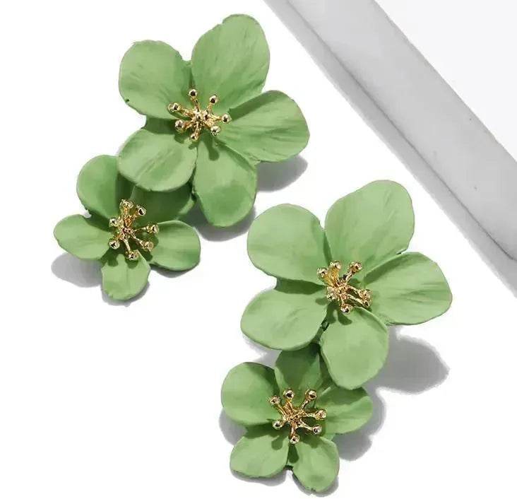 Colorful Double flower Stud earrings for Women - Velora