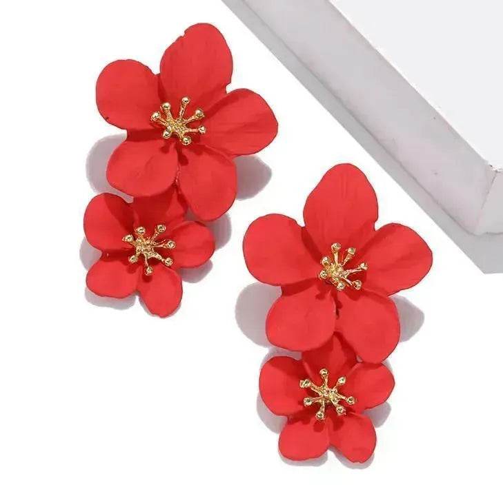 Colorful Double flower Stud earrings for Women - Velora