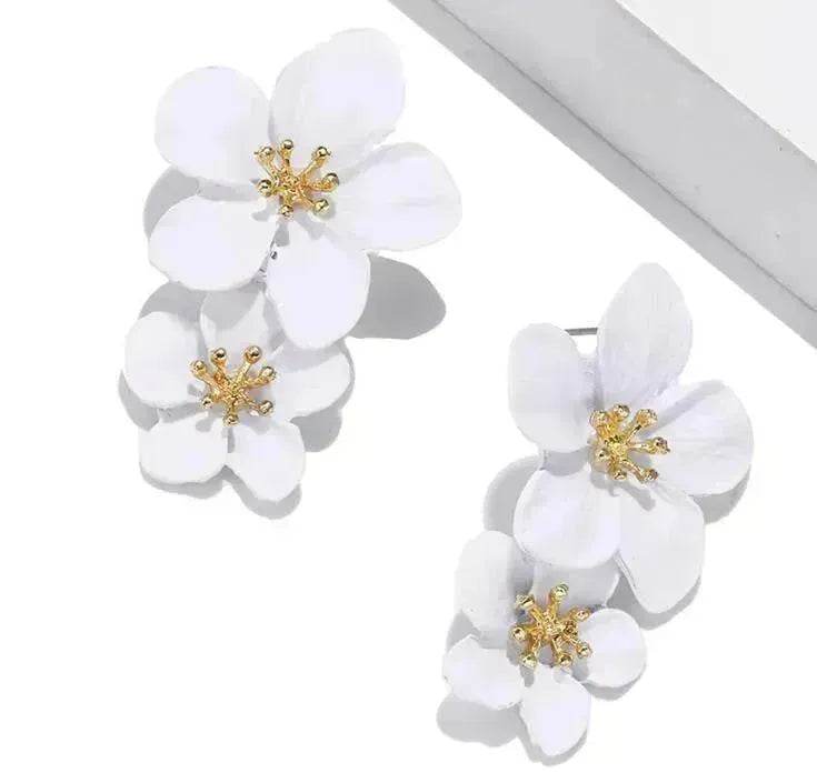 Colorful Double flower Stud earrings for Women - Velora