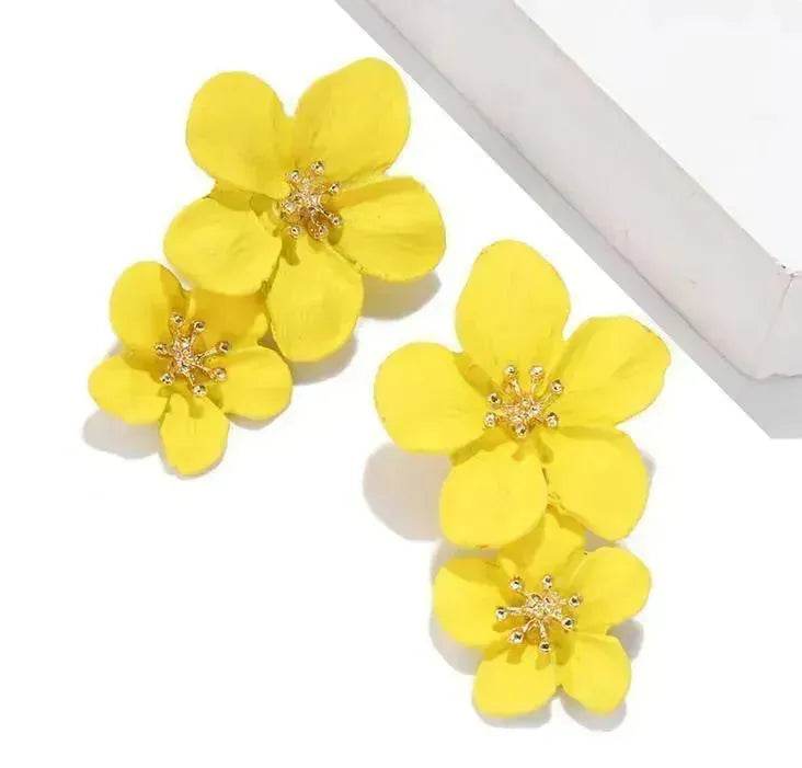 Colorful Double flower Stud earrings for Women - Velora