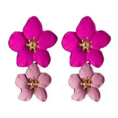 Colorful Double flower Stud earrings for Women - Velora