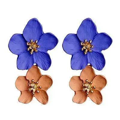 Colorful Double flower Stud earrings for Women - Velora