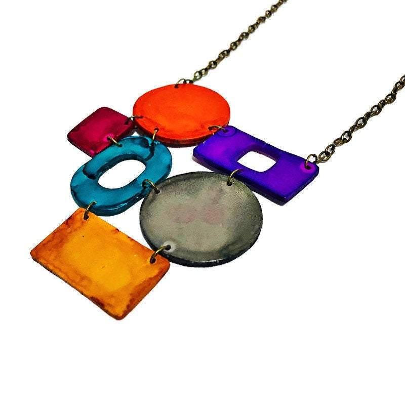 Colorful Geometric Bib Necklace & Statement Earrings - Velora Luxury Fashion